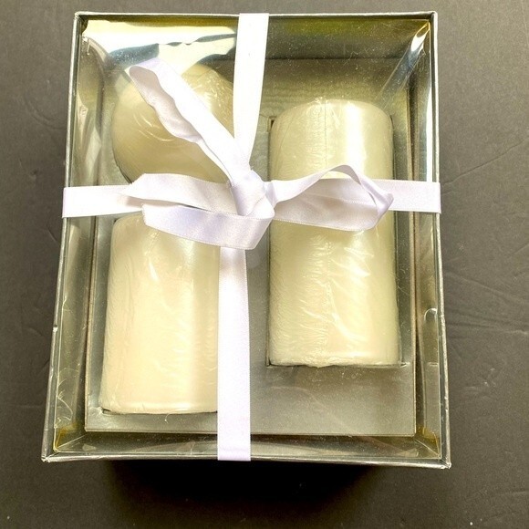 Crate & Barrel candle set of 3 Italy Made 3x4" Pillar,3x6" Pillar,3.5 Ball - Picture 2 of 6